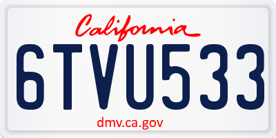 CA license plate 6TVU533