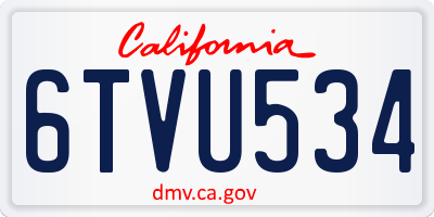 CA license plate 6TVU534