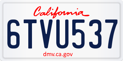CA license plate 6TVU537