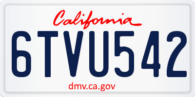 CA license plate 6TVU542