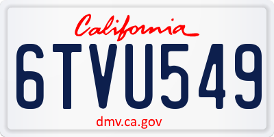 CA license plate 6TVU549