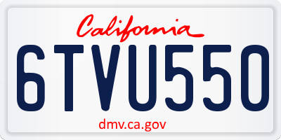 CA license plate 6TVU550