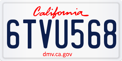CA license plate 6TVU568