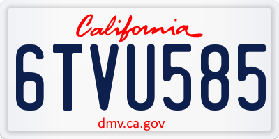 CA license plate 6TVU585