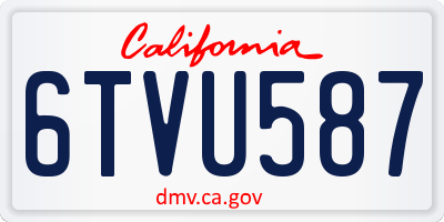 CA license plate 6TVU587