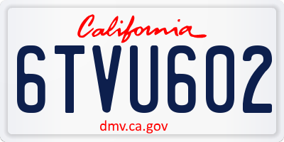 CA license plate 6TVU602