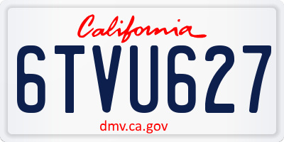 CA license plate 6TVU627
