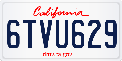 CA license plate 6TVU629