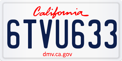 CA license plate 6TVU633