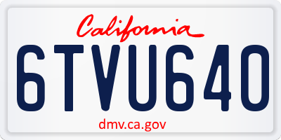 CA license plate 6TVU640