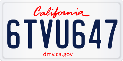 CA license plate 6TVU647