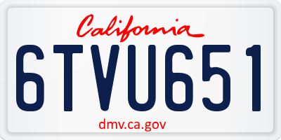 CA license plate 6TVU651