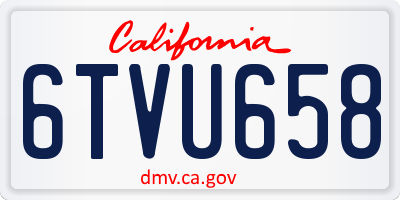 CA license plate 6TVU658