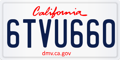 CA license plate 6TVU660