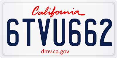 CA license plate 6TVU662