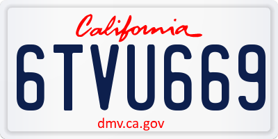 CA license plate 6TVU669