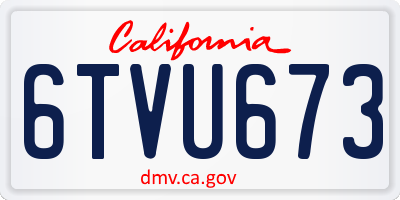 CA license plate 6TVU673
