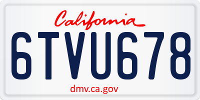 CA license plate 6TVU678