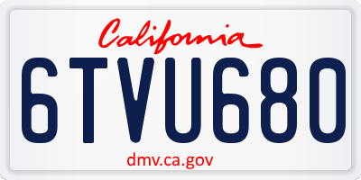 CA license plate 6TVU680
