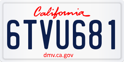 CA license plate 6TVU681