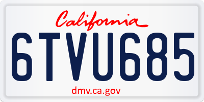 CA license plate 6TVU685