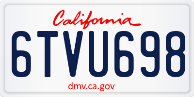 CA license plate 6TVU698