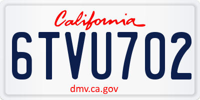 CA license plate 6TVU702