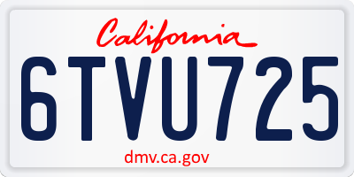 CA license plate 6TVU725