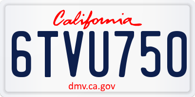 CA license plate 6TVU750