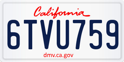 CA license plate 6TVU759