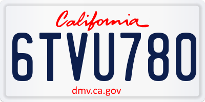 CA license plate 6TVU780