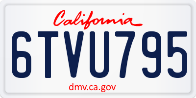 CA license plate 6TVU795