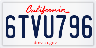 CA license plate 6TVU796
