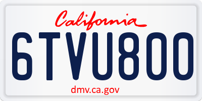 CA license plate 6TVU800