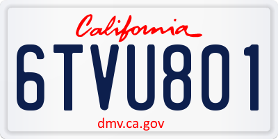 CA license plate 6TVU801