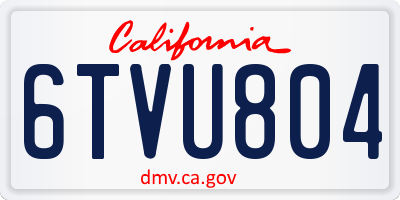 CA license plate 6TVU804