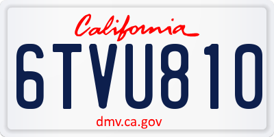 CA license plate 6TVU810