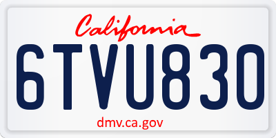 CA license plate 6TVU830