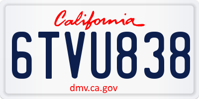 CA license plate 6TVU838