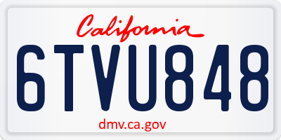 CA license plate 6TVU848