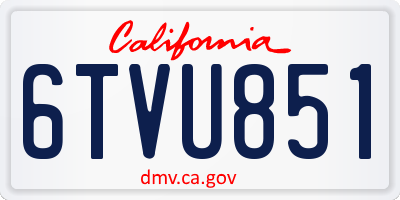 CA license plate 6TVU851