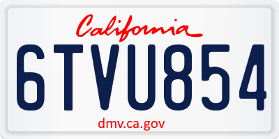 CA license plate 6TVU854