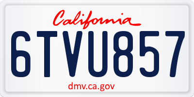 CA license plate 6TVU857