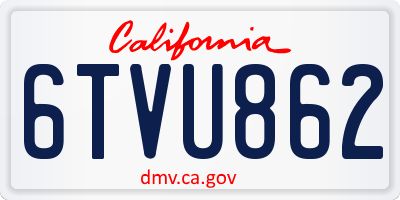 CA license plate 6TVU862