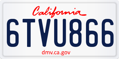 CA license plate 6TVU866