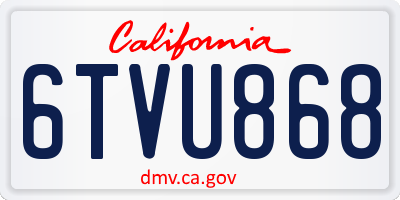 CA license plate 6TVU868
