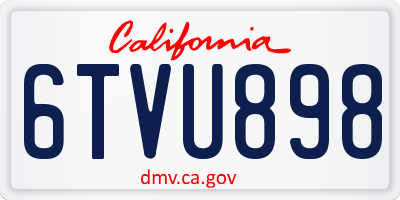 CA license plate 6TVU898