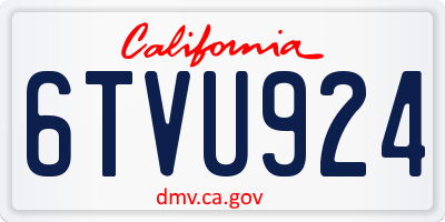 CA license plate 6TVU924