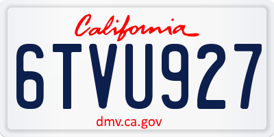 CA license plate 6TVU927