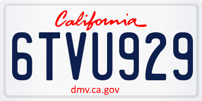 CA license plate 6TVU929